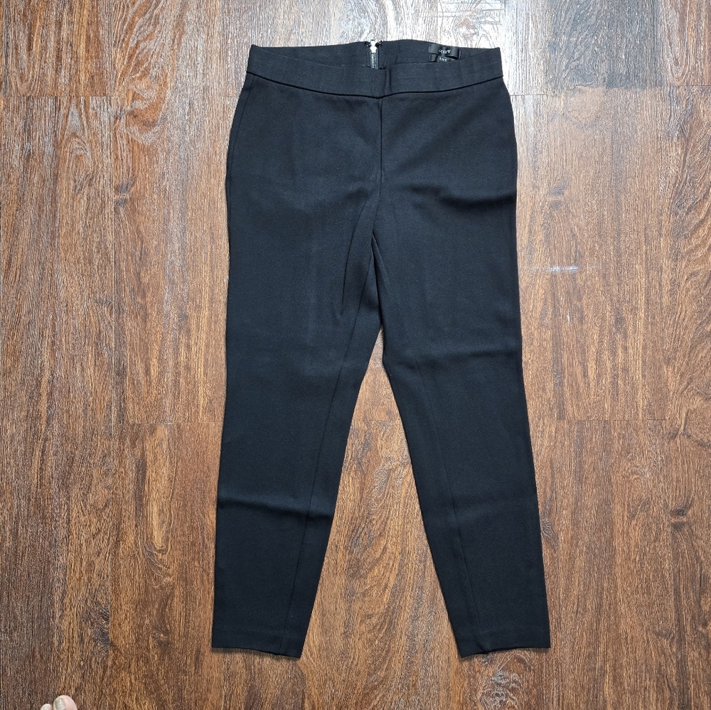 J Crew Womens Medium Pants Pixie Stretch Ponte Knit in Black Back Zipper